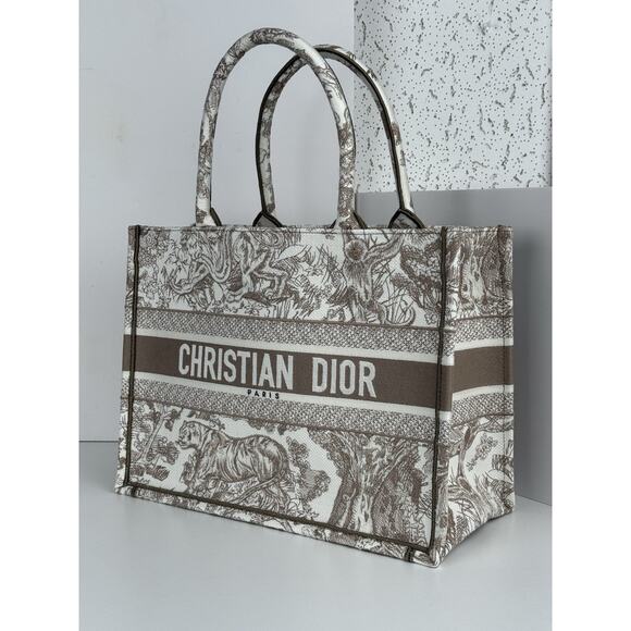 Dior Book Toile De Jouy Tote Small White/Beige Canvas - Picture 3 of 11